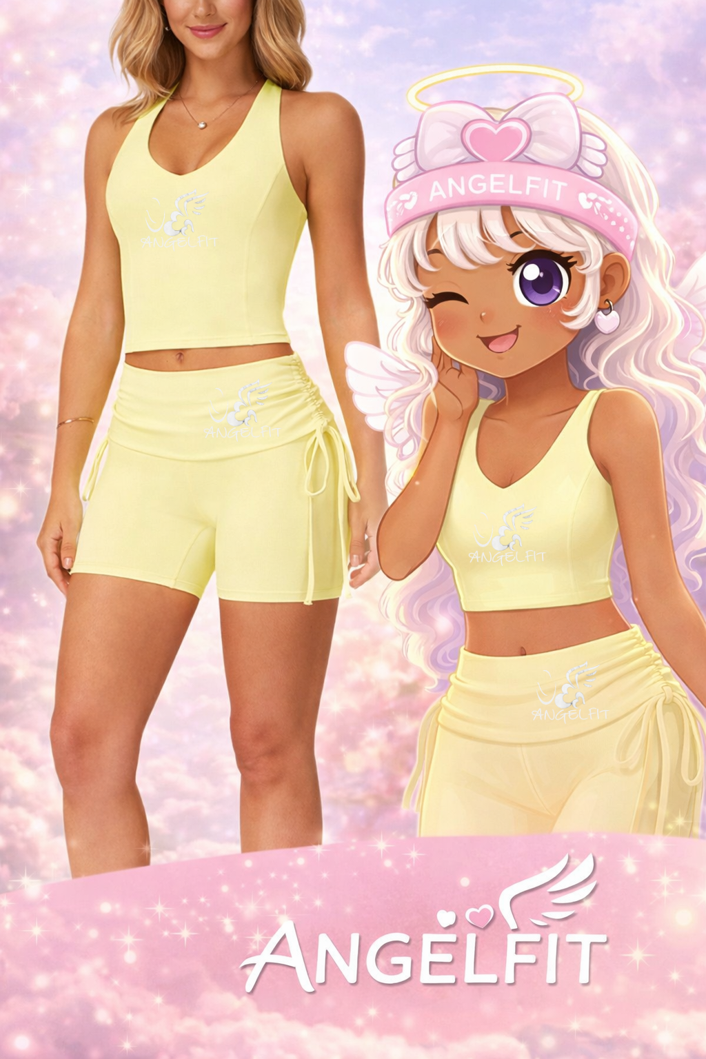 Yellow Activewear Set for Women | Sunshine Angel Gym Workout Outfit