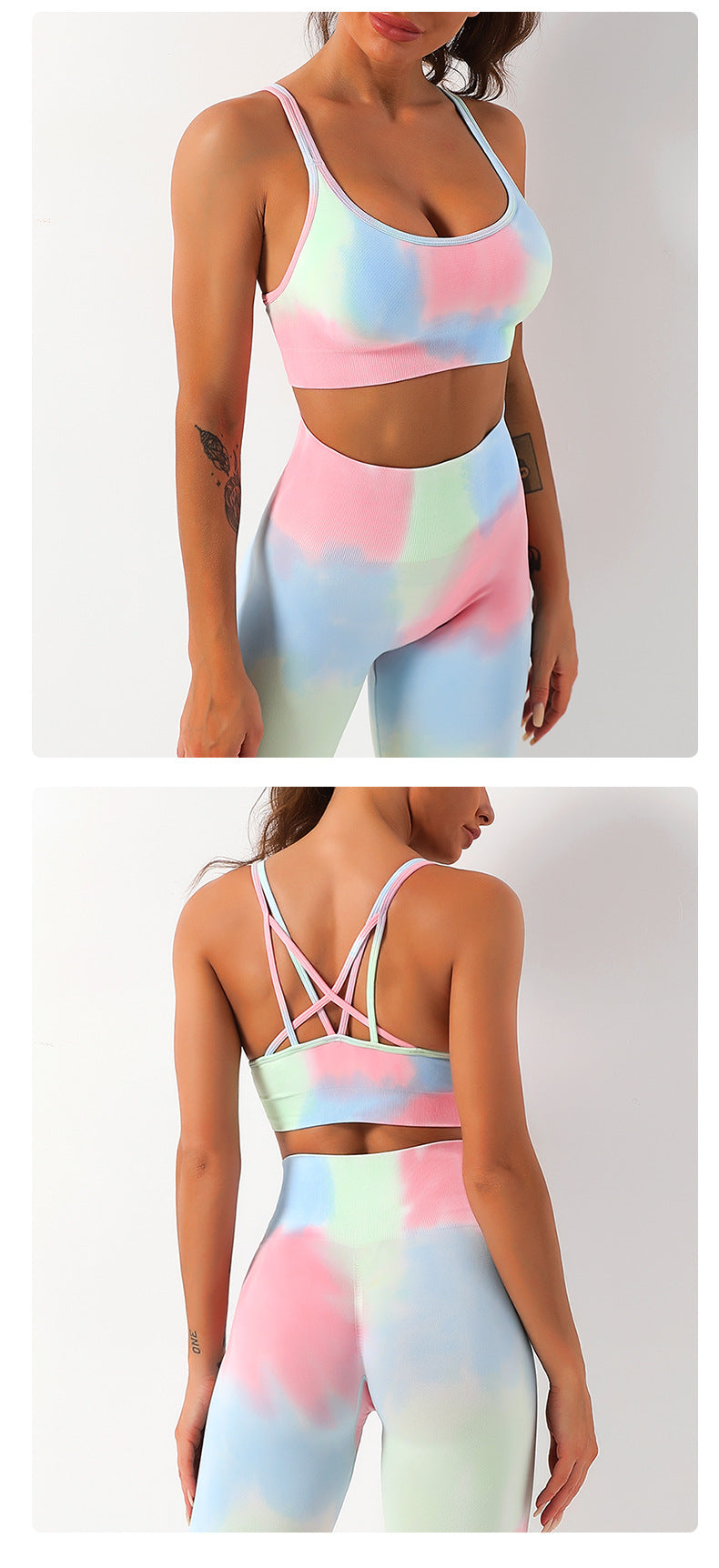 Multicolored Activewear Set for Women | Yoga Workout Gym Outfit
