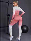 Ombre Long Sleeve Activewear Set for Women | Gym Workout Outfit
