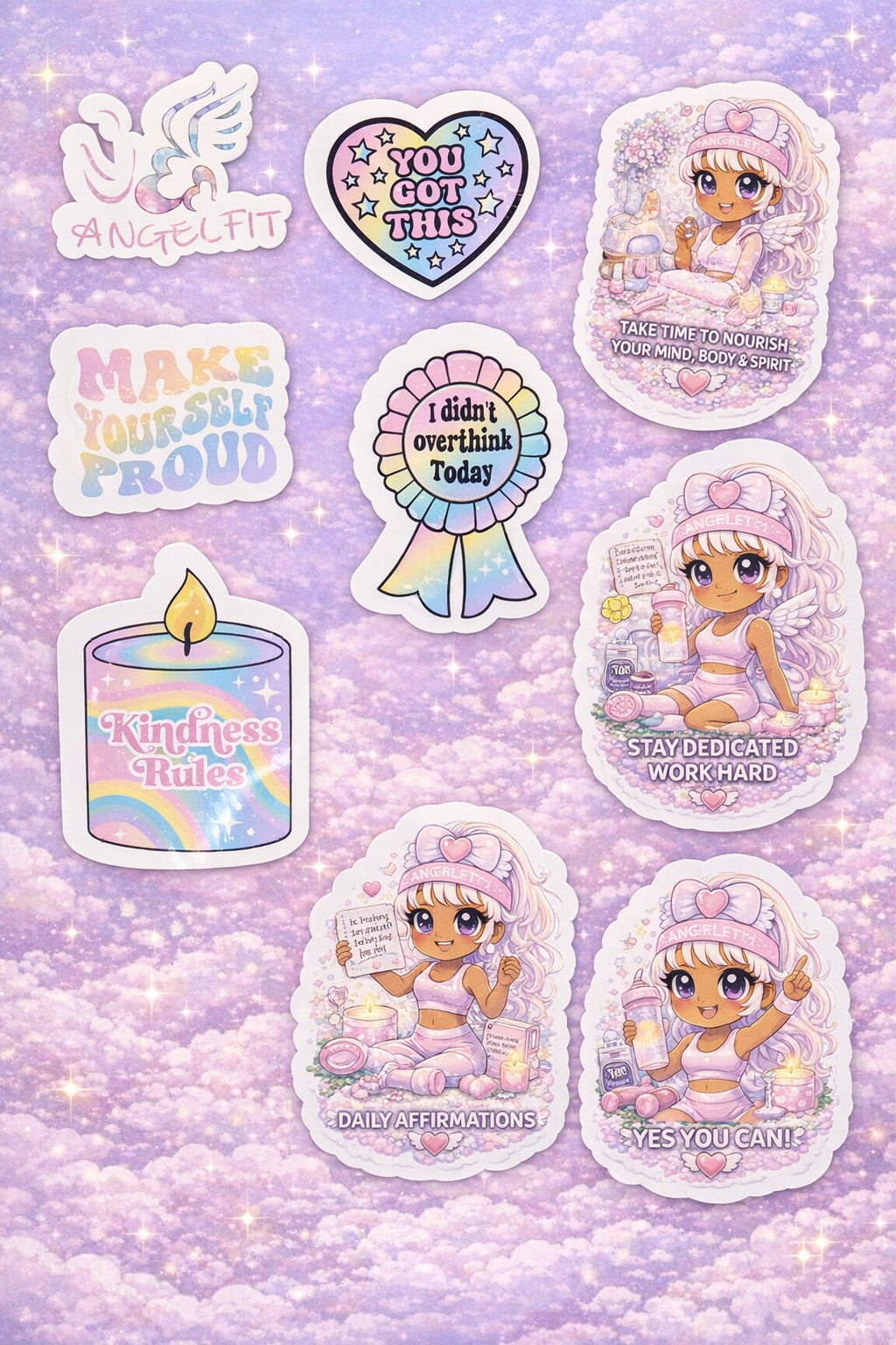 Elevate Yourself Sticker Pack (9 Pack) | Motivational Self Growth Aesthetic Stickers