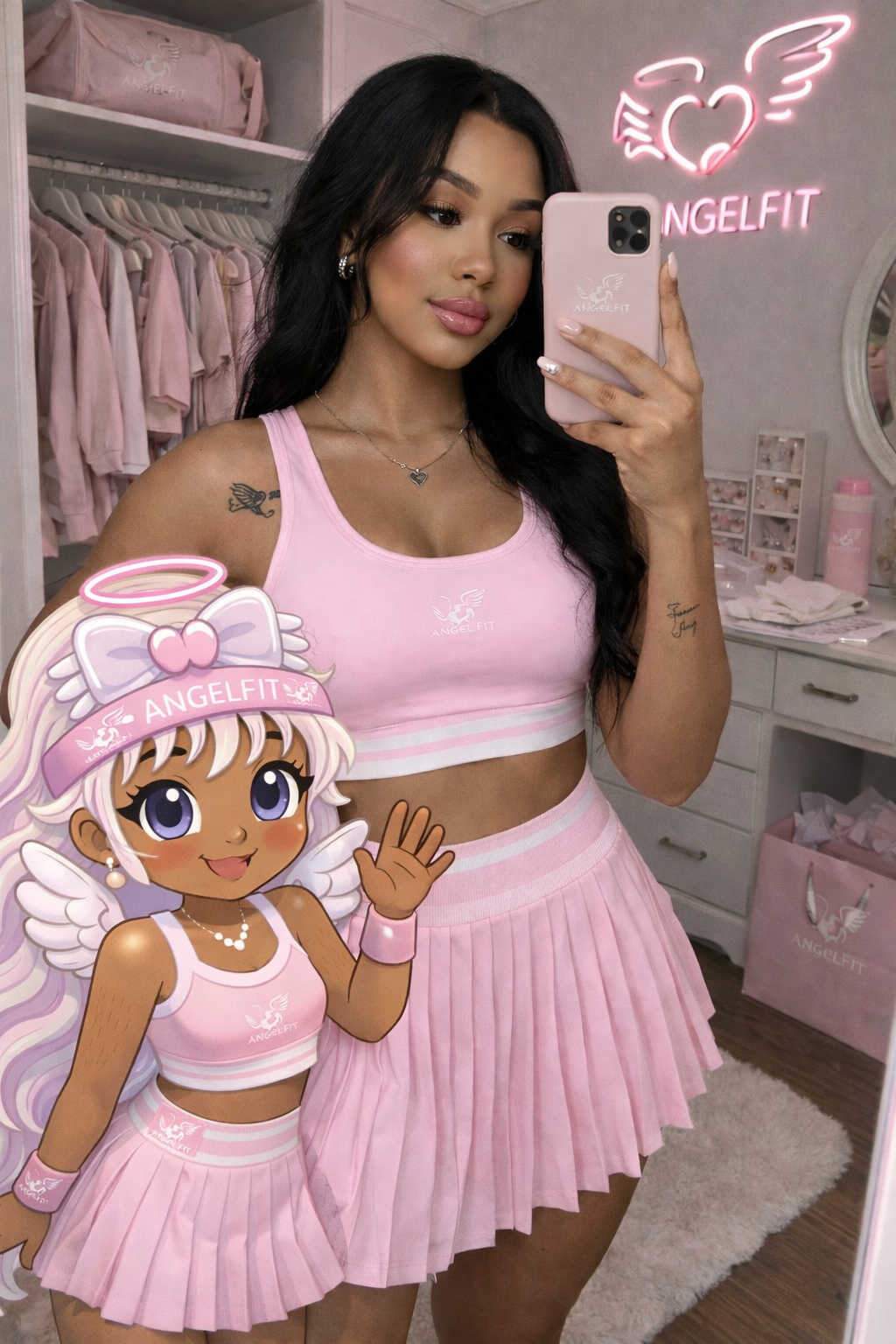 Pink Activewear Set for Women | Cute Gym Outfit | AngelFit