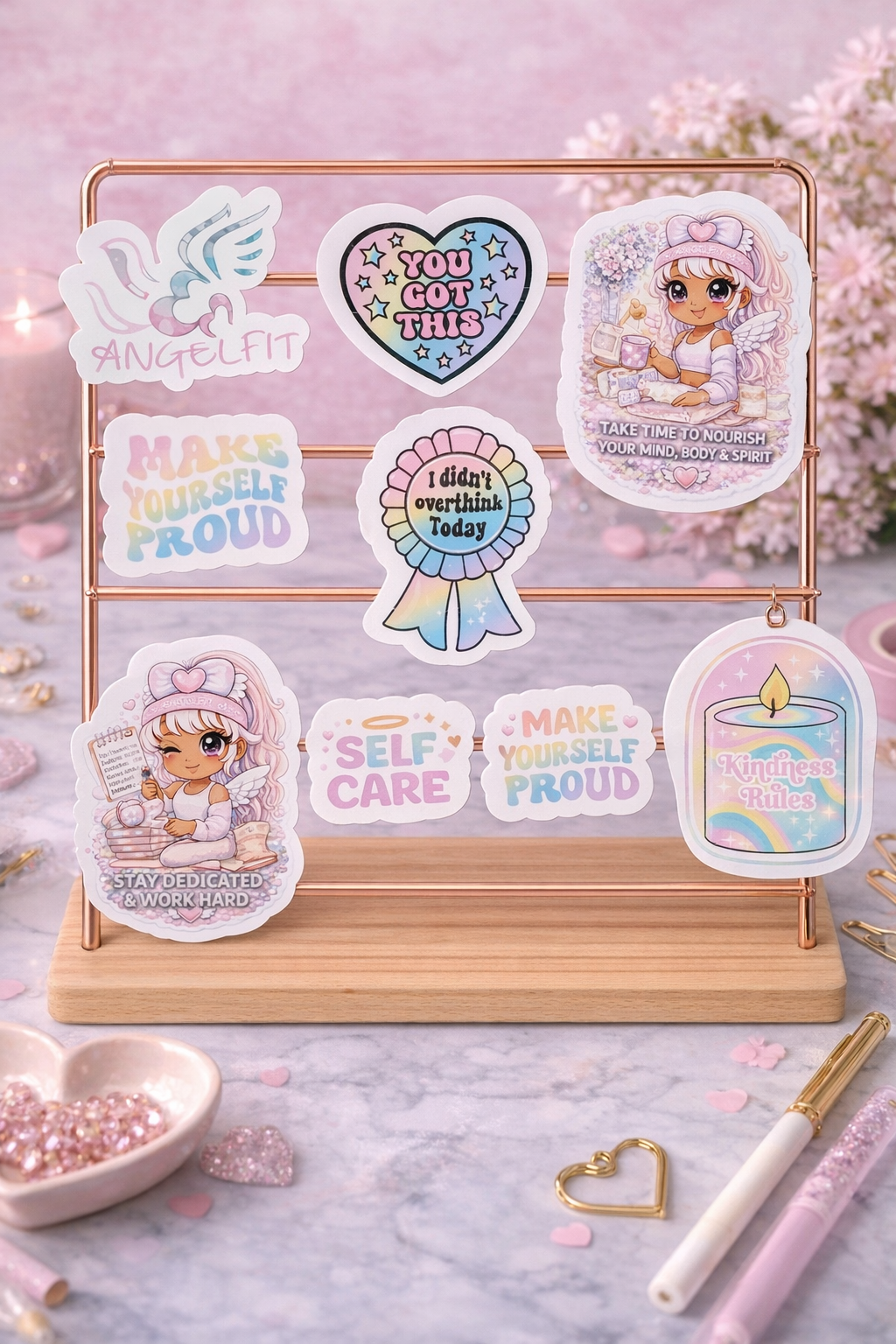 Elevate Yourself Sticker Pack (9 Pack) | Motivational Self Growth Aesthetic Stickers