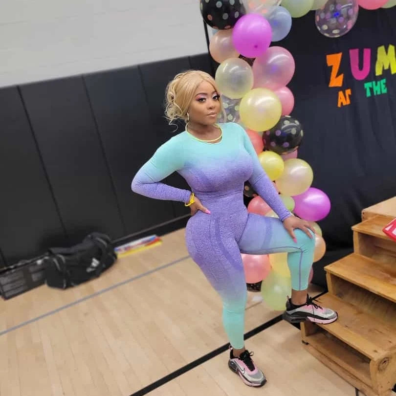 Ombre Long Sleeve Activewear Set for Women | Gym Workout Outfit