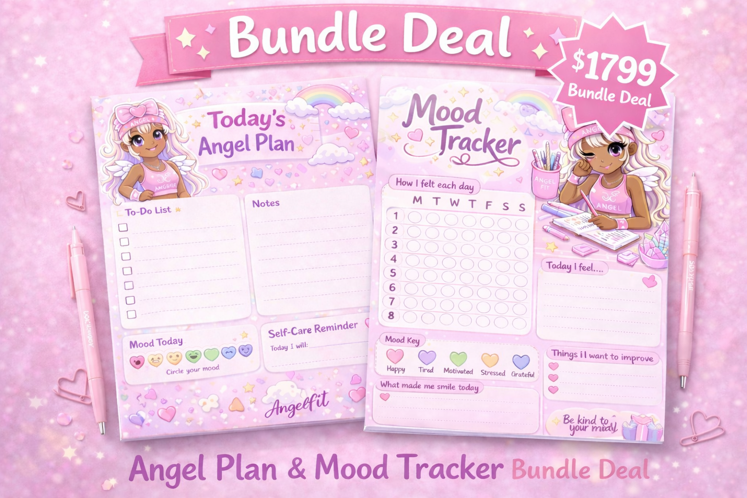 Angel Duo Bundle | Mood Tracker & Self Care Planner Set