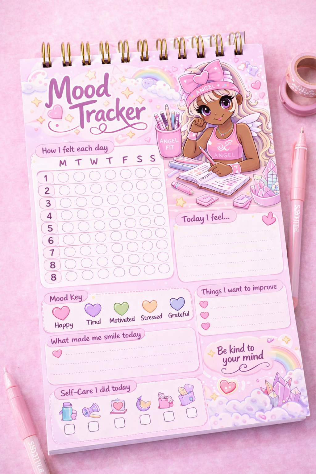 Mood Tracker Journal | Daily Mental Health & Wellness Planner