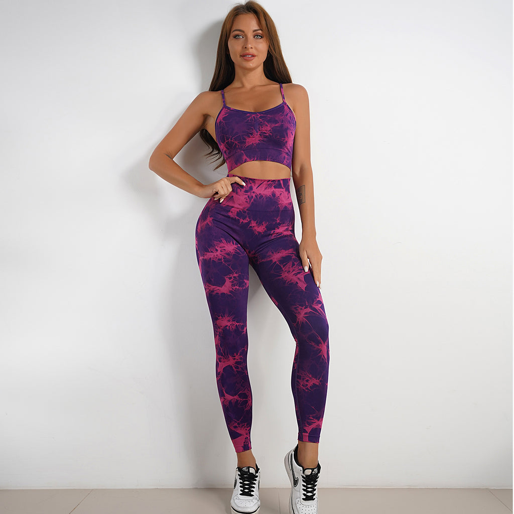 Tie Dye Activewear Set for Women | Colorful Gym Workout Outfit