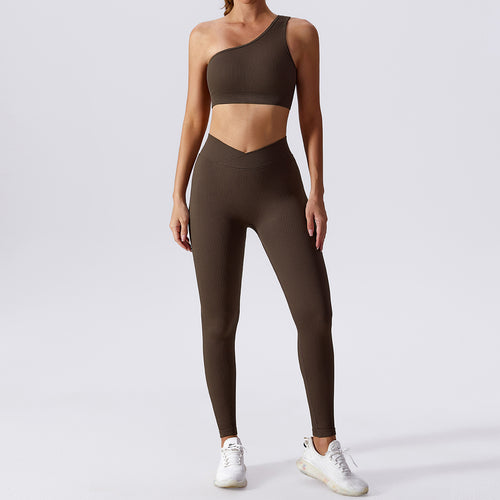 Angel Glow One-Shoulder Activewear Set for Women | Soft Sculpt Gym Outfit