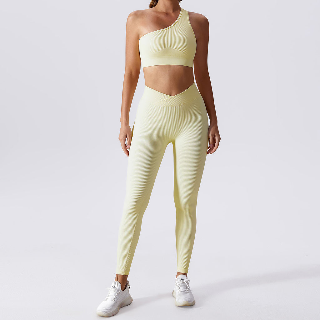 Angel Glow One-Shoulder Activewear Set for Women | Soft Sculpt Gym Outfit