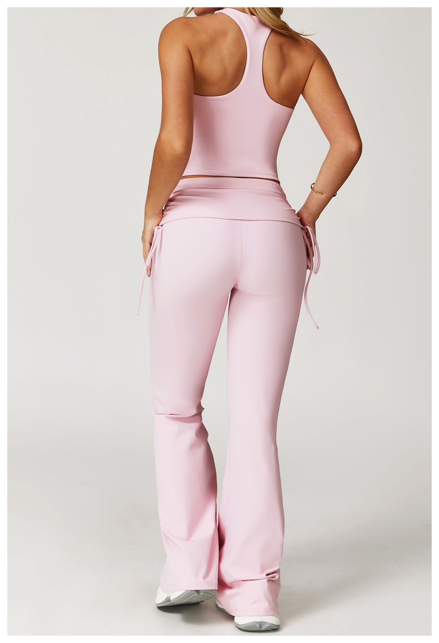 Blush Flare Activewear Set for Women | High Waisted Yoga Gym Outfit