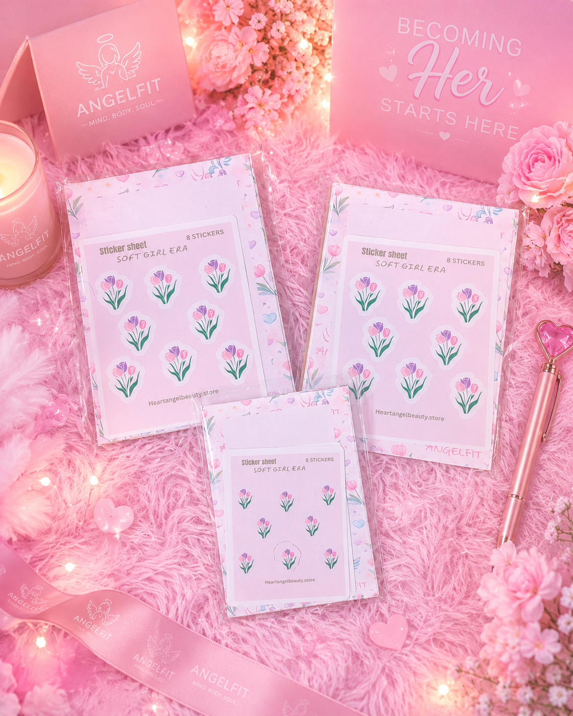 AngelFit Mini Notepad & Sticker Sheet Set | Aesthetic Planner Bundle