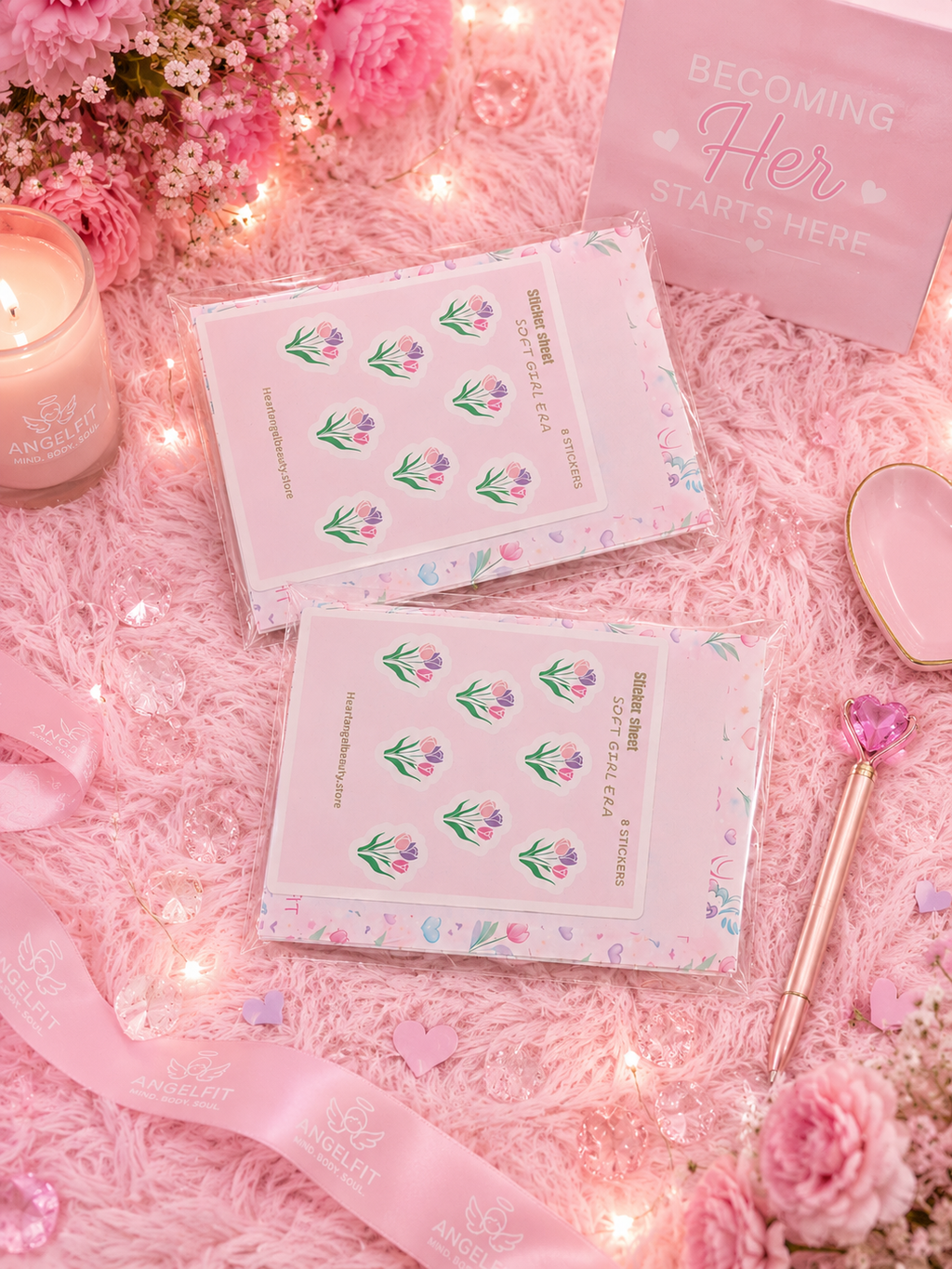 AngelFit Notepad & Sticker Sheet Set | Aesthetic Planner Bundle